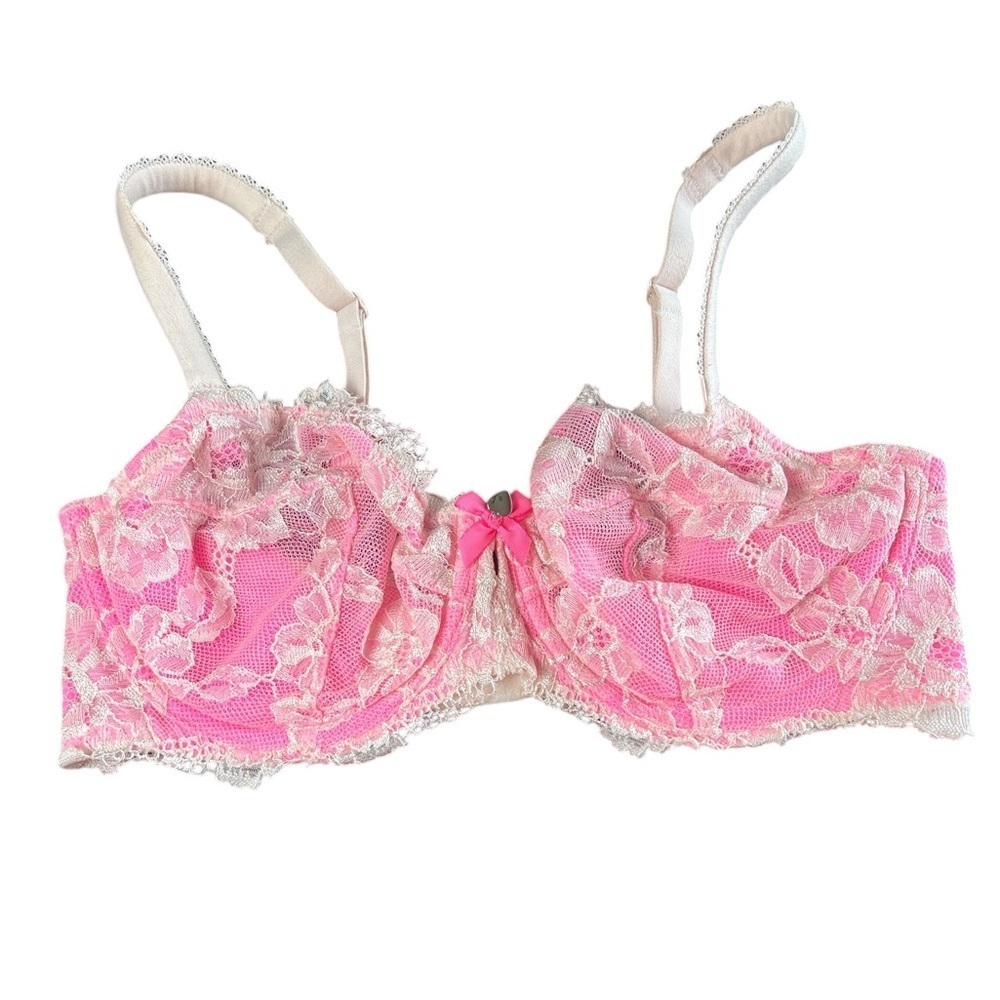 Victoria’s Secret Body by Victoria Pink Lace Demi Bra 34D Bow Detail